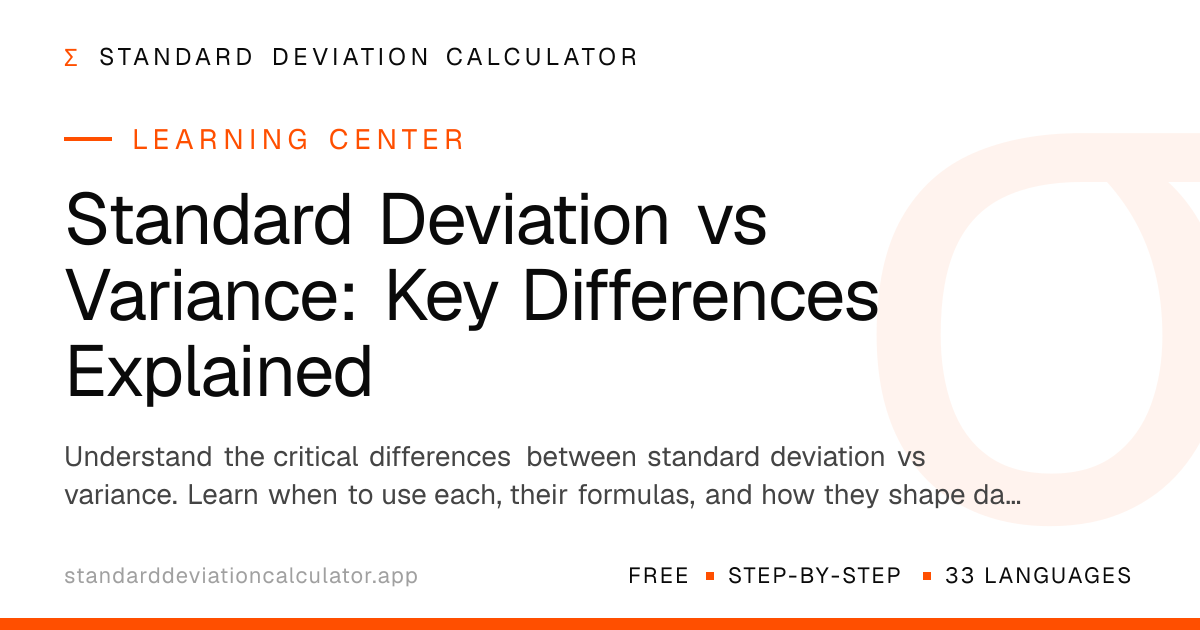 Standard Deviation vs Variance: Key Differences Explained | Standard ...