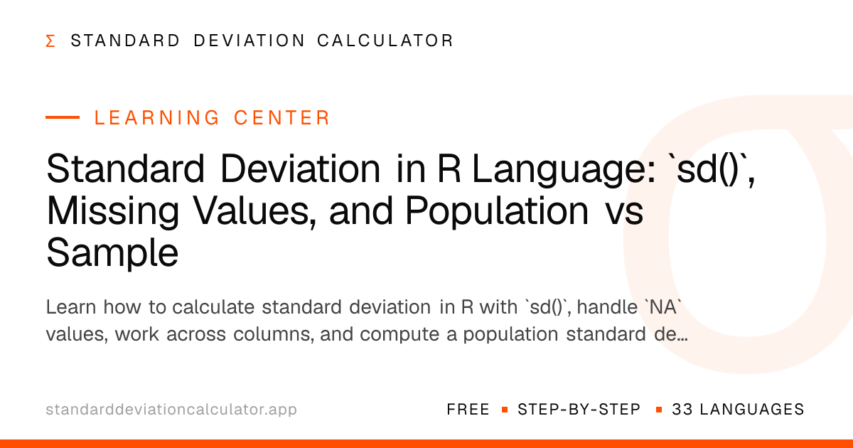 Standard Deviation in R Language: `sd()`, Missing Values, and ...